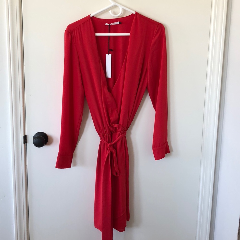 Three Eighty Two Red Wrap Dress